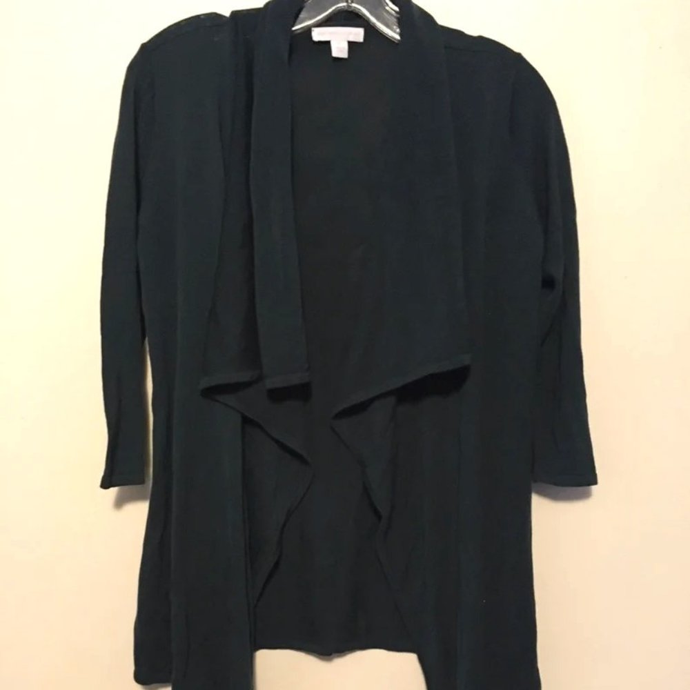 New York & Company Vintage Shawl Wrap Jacket Green Lightweight Cardigan Size XS